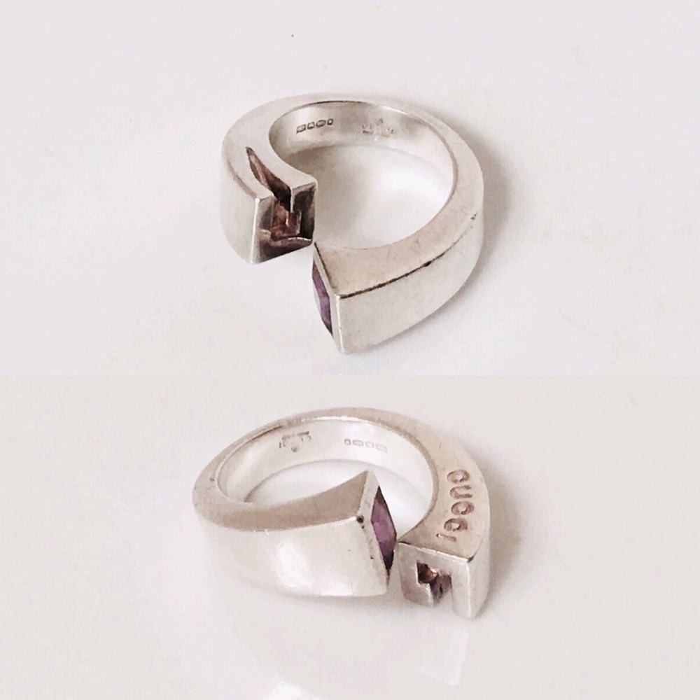 Gucci Sterling Silver Amethyst Bypass Ring - Picture 2 of 8